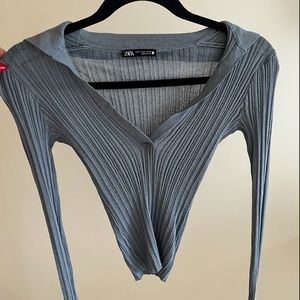 Blue Zara Knit Blouse